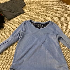 long sleeve felt blue sleep shirt.